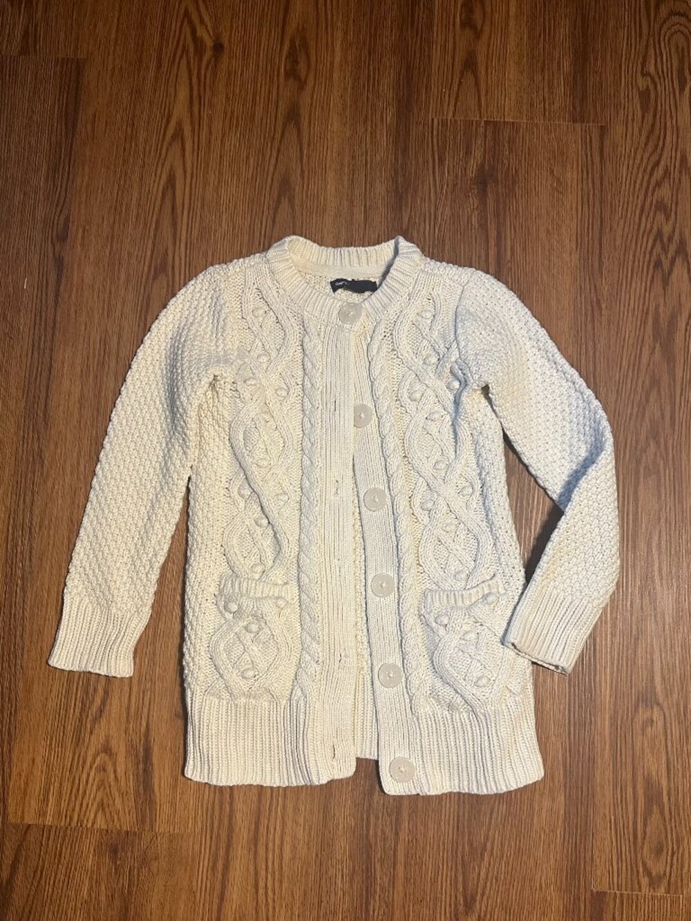 Gap‎ Kids White Chunky Cable Knit Cardigan Size 6-7